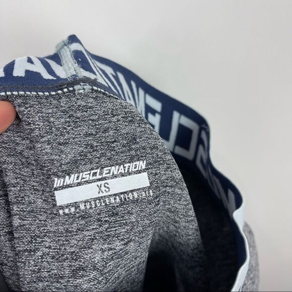 NEW Muscle Nation Luxe Seamless Low Rise Workout Leggings Grey Women's Size XS - Picture 4 of 5